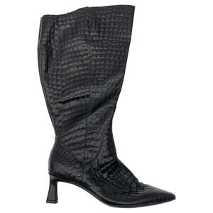 Naturalizer Women's Deesha Extra Wide Calf Heeled Boot Croc Black - Wide